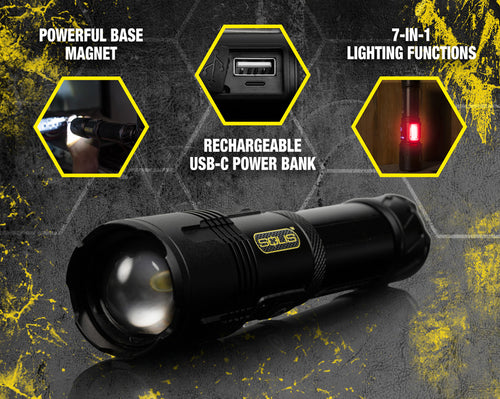 Jonard Tools Solis SOL-F1 Rechargeable Tactical Flashlight, 1500 Lumens