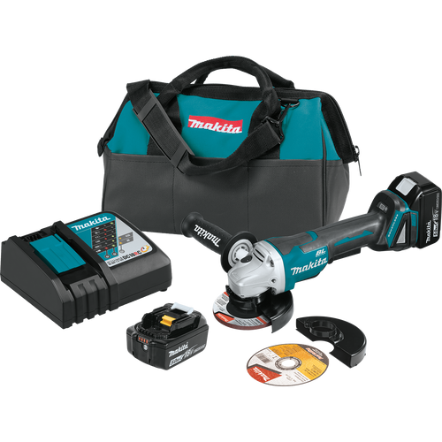 Makita XAG11T 18V LXT Brushless 4-1/2 IN / 5 IN Paddle Switch Cut-Off/Angle Grinder Kit with Electric Brake (5.0Ah)