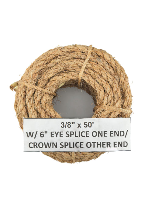 Erin Rope TWM120050 Manila Hand Line, 3/8 IN x 50 FT, Crown & Eye Splice