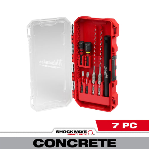 Milwaukee 48-20-9097 SHOCKWAVE Impact Duty Carbide Hammer Drill Bit Concrete Screw Install Kit, 7-Piece