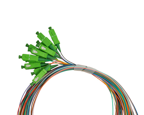 Jonard Tools SPT-SCA3/12 SC/APC Singlemode Fiber Pigtails, 3 M, Pack of 12 Color-Coded