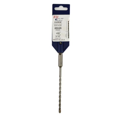 Tru-Cut SDS1876 SDS-Plus Masonry Drill Bit, 3/16 IN x 6-5/8 IN