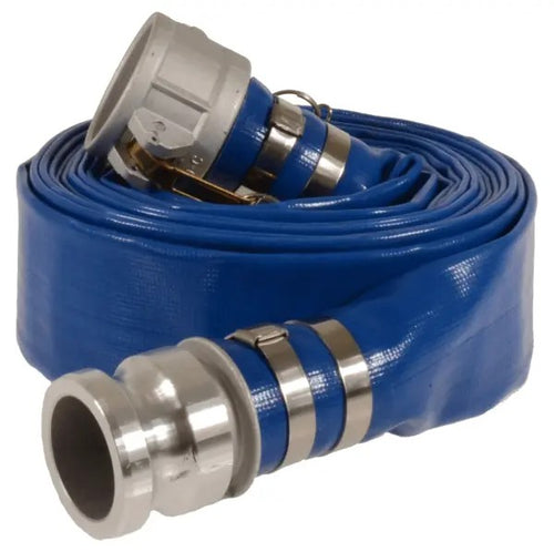 Alliance Hose DPX150-50CE 1-1/2 IN x 50 FT Blue PVC Discharge Hose, Cam & Groove Aluminum Fittings
