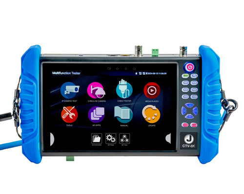 Jonard Tools CTV-8K Multifunctional 8K CCTV Tester, 7in Touchscreen, Android 11, 90W PoE++