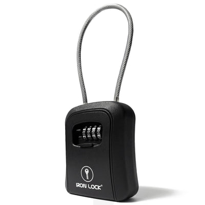 Iron Lock Portable Key Lock Box with Removable Cable Shackle, 4-Digit Combination