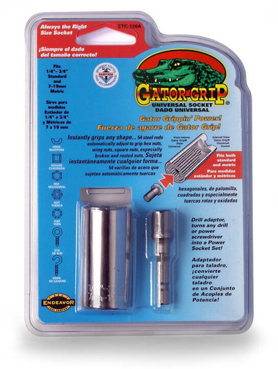 Gator Grip ETC-120A Universal Socket, 3/8 IN Drive, with Drill Adapter