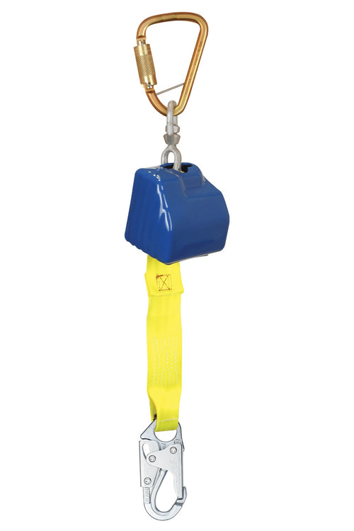 FallTech 8262 8 FT Web Retractor with Steel Snap Hook, Includes Steel Anchorage Carabiner