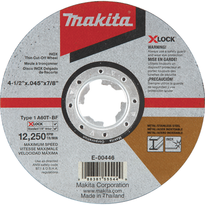 Makita E-00446 X-LOCK 4-1/2 IN x 0.045 IN x 7/8 IN 60-Grit Thin Cut-Off Wheel