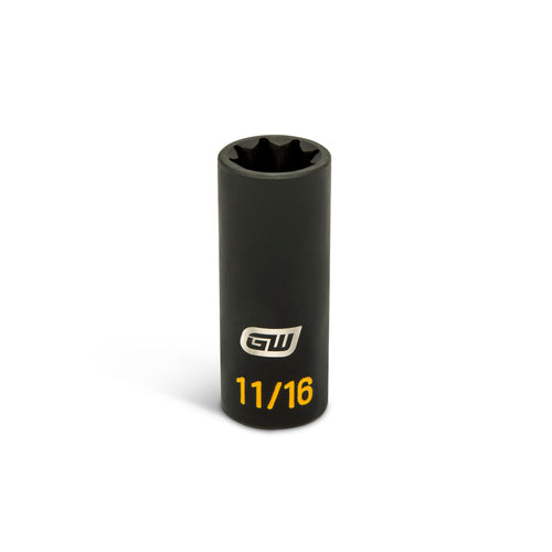 GEARWRENCH GWLS1116H Lineman 8 Point Double Square Deep Impact Socket, 11/16 IN, 1/2 IN Drive