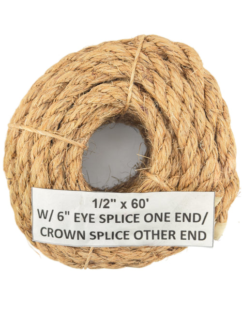 Erin Rope TWM160060 Manila Hand Line, 1/2 IN x 60 FT, Crown & Eye Splice