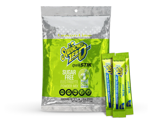 Sqwincher Qwik Stik ZERO Electrolyte Drink Mix, Lemon-Lime, 0.11 oz (50/Pack)