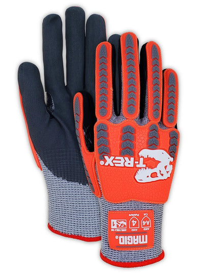 Magid T-REX TRX443 Flex Series Impact Gloves, ANSI A4 Cut, Hi-Vis Orange, X-Large (1 Pair)