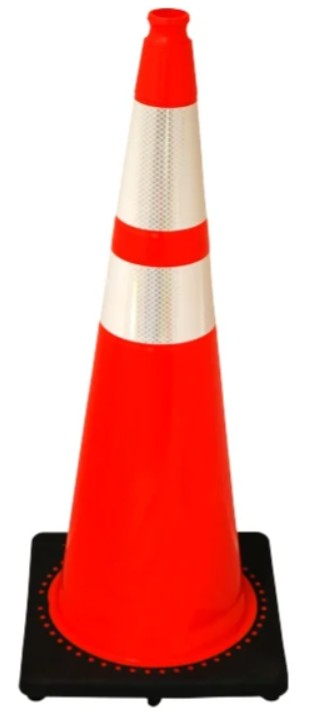 JBC Safety Plastic RS90045CT3M64 Revolution Series 36 IN Wide-Body Traffic Cone, 6 IN & 4 IN 3M Reflective Collars