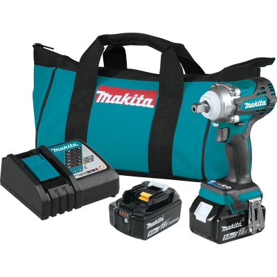 Makita XWT15T 18V LXT Brushless 4-Speed 1/2 IN Sq. Drive Impact Wrench Kit with Detent Anvil (5.0Ah)