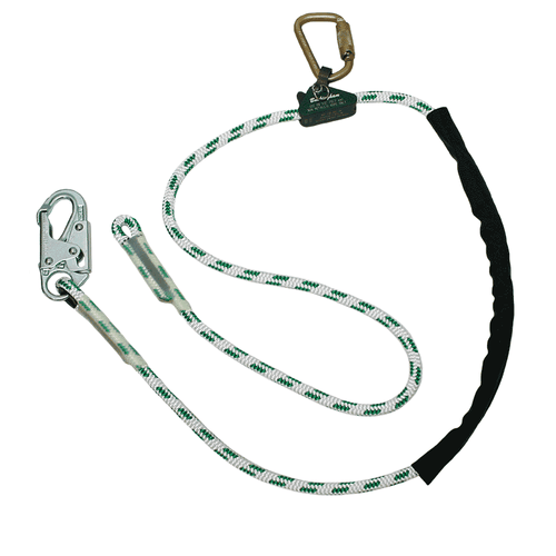 Buckingham 9A4-8 BuckAdjuster Rope Work Positioning Lanyard with Super Fabric Wear Guard, 8 FT, Steel Locking Snaphook