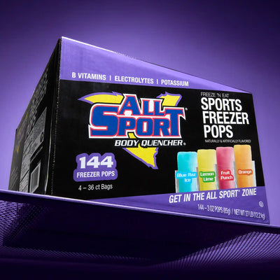 All Sport 10121804 Body Quencher Electrolyte Freezer Pops, 3 oz, 4 Flavors (Case of 144)