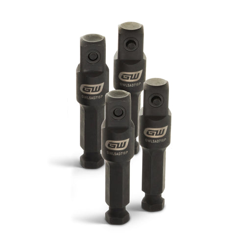 GEARWRENCH GWLSAD232PX4 Lineman Impact Adapter Set, 4 Pack, 7/16 IN Hex x 1/2 IN Square Drive
