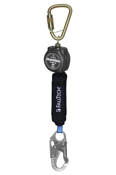 FallTech 72706SB1 DuraTech Mini 6 FT Class 1 Personal SRL-P, Steel Snap Hook, Includes Dorsal Connecting Carabiner