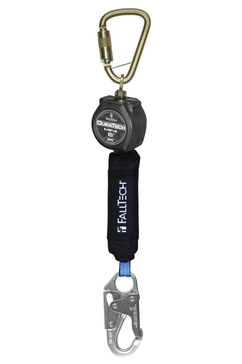 FallTech 72706SB1 DuraTech Mini 6 FT Class 1 Personal SRL-P, Steel Snap Hook, Includes Dorsal Connecting Carabiner