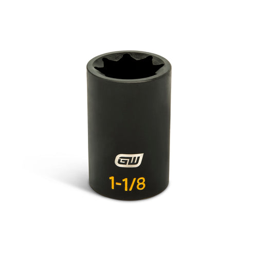 GEARWRENCH GWLS118H Lineman 8 Point Double Square Deep Impact Socket, 1-1/8 IN, 1/2 IN Drive