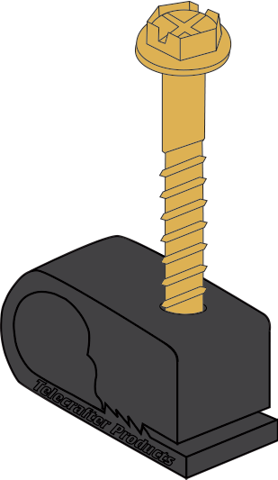 Telecrafter S7BK-ST Flex Clips, RG6 & Cat 6 Cable Clips with Self-Tapping Screws, Bag of 100