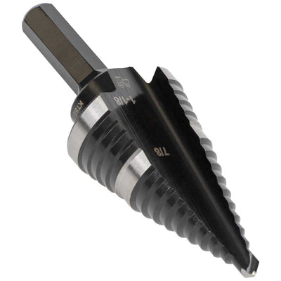 Klein Tools KTSB11 2-Step Drill Bit, 7/8 IN to 1-1/8 IN, 3/8 IN Hex, Double-Fluted