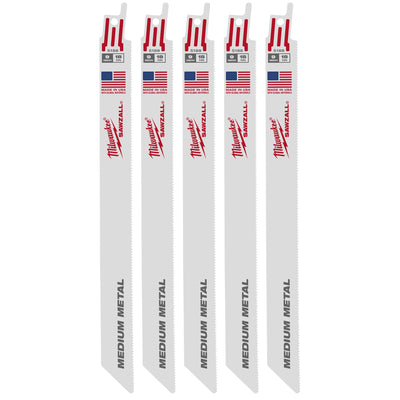 Milwaukee 48-00-5188 9 IN 18 TPI Thin Kerf SAWZALL Blades, 5-Pack