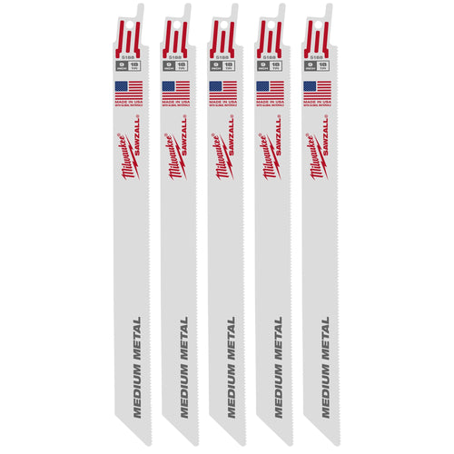 Milwaukee 48-00-5188 9 IN 18 TPI Thin Kerf SAWZALL Blades, 5-Pack
