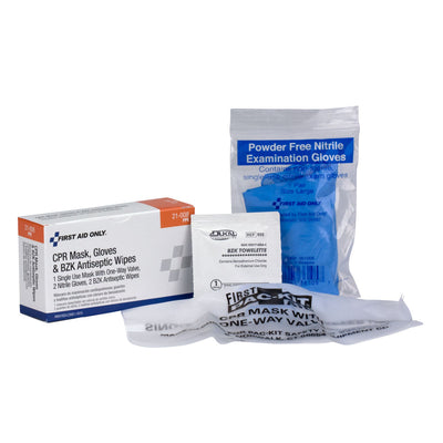First Aid Only 21-008-001 CPR Mask Kit with Gloves & Wipes