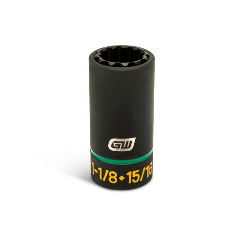 GEARWRENCH GWLS1181516 Lineman 2-in-1 12 Point Impact Socket, 15/16 IN x 1-1/8 IN, 1/2 IN Drive