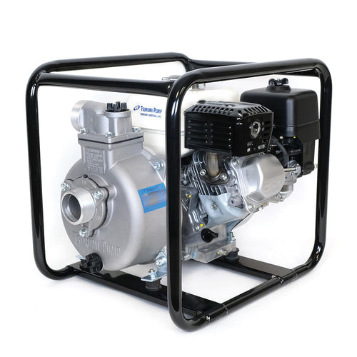 Tsurumi TE3-50HA 2 IN Engine-Driven Centrifugal Pump, 4 HP Honda GX120, Cast Iron Impeller/Volute, Low-Oil Sensor