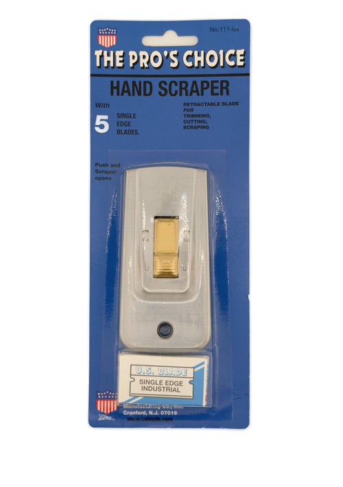 U.S. Blade 111-05 Retractable Single-Edge Razor Scraper, Metal, with 5 Blades
