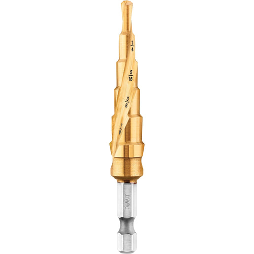 DEWALT DWA1784IR IMPACT READY Titanium Nitride Step Drill Bit, 3/16 IN - 1/2 IN