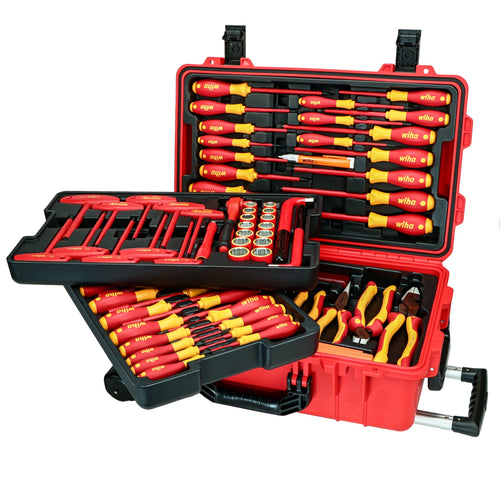 Wiha 32800 Master Electrician's Insulated Tool Set, 80-Piece, Rolling Hard Case, 1000V