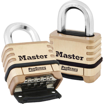 Master Lock 1175 ProSeries Brass Resettable Combination Padlock, Boron Shackle