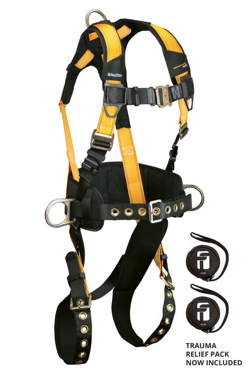 FallTech 7035XXL Journeyman Flex Steel 3D Construction Belted Full Body Harness, Tongue Buckle Legs, 2X-Large
