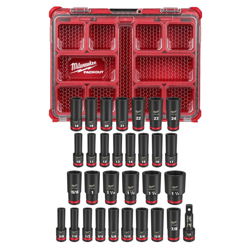 Milwaukee 49-66-6806 SHOCKWAVE Impact Duty 1/2 IN Drive Deep Socket Set with PACKOUT Organizer (31-Piece)