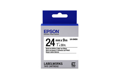 Epson LabelWorks PX 224IBWPX Strong-Adhesive Label Tape, 1 IN (24mm) Black on White, 30 FT
