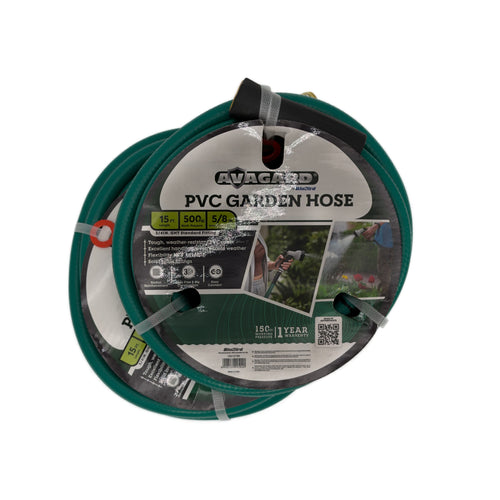 BluBird Avagard PVC Water Hose, 5/8 IN x 15 FT, 500 PSI Burst, GHT Fittings (2-Pack)