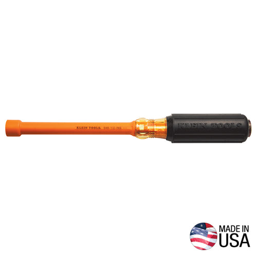Klein Tools 646-1/2-INS Insulated Nut Driver, 1/2 IN Hex, 6 IN Hollow Shaft, 1000V
