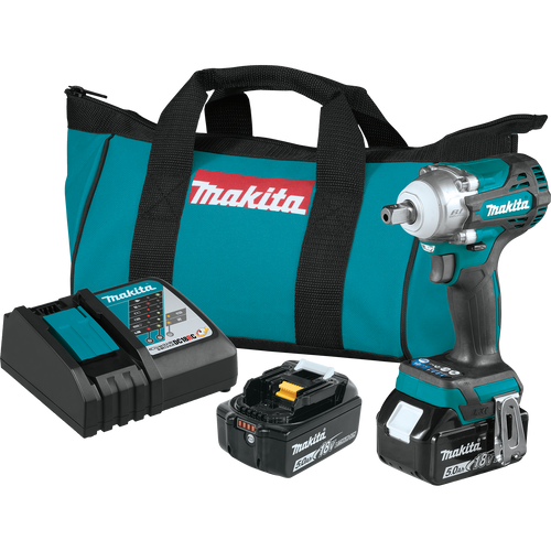 Makita XWT15T 18V LXT Brushless 4-Speed 1/2 IN Sq. Drive Impact Wrench Kit with Detent Anvil (5.0Ah)