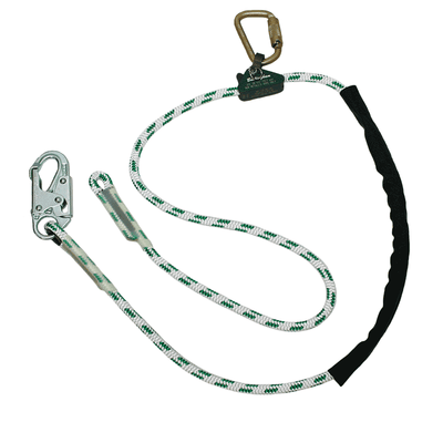 Buckingham 9A4-8 BuckAdjuster Rope Work Positioning Lanyard with Super Fabric Wear Guard, 8 FT, Steel Locking Snaphook